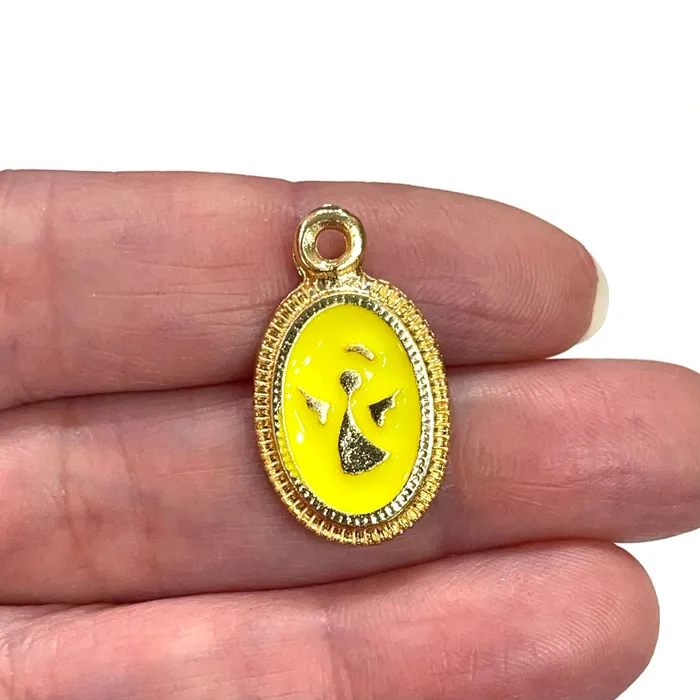 24Kt Gold Plated Enamelled Angel Pendant Peppy Beads Necklaces