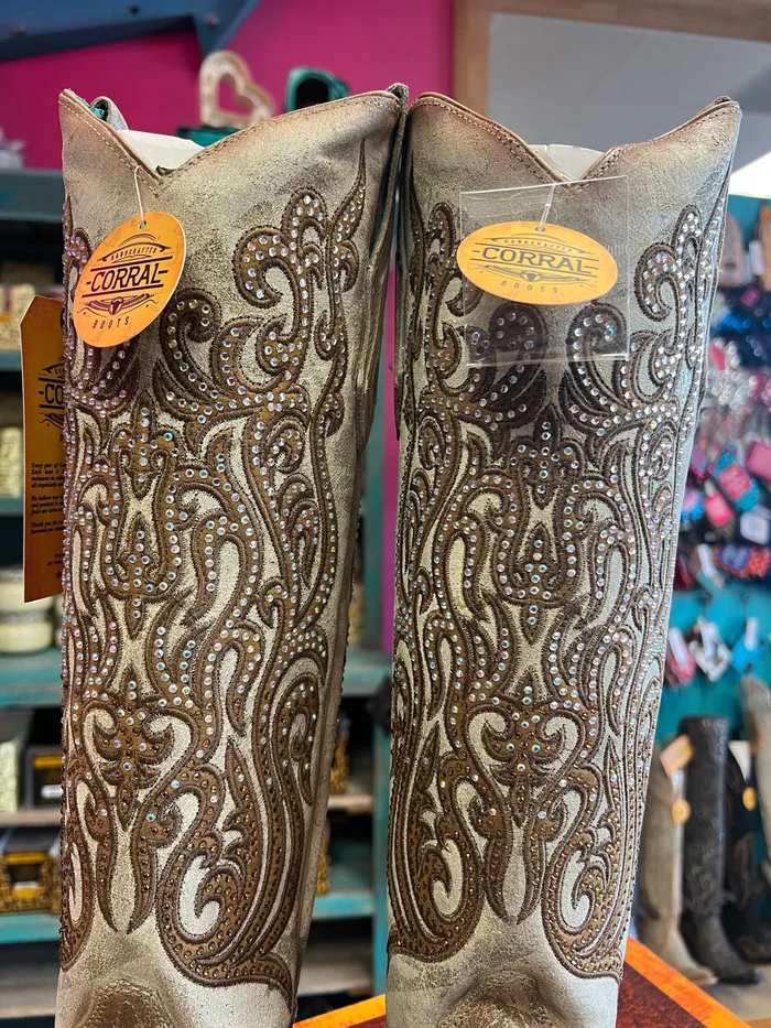 CORRAL Earrings CORRAL WOMENS DISTRESSED CAMEL OVERLAY CRYSTALS WESTERN BOOT C4114 CORRAL Earrings CORRAL WOMENS DISTRESSED CAMEL OVERLAY CRYSTALS WESTERN BOOT C4114