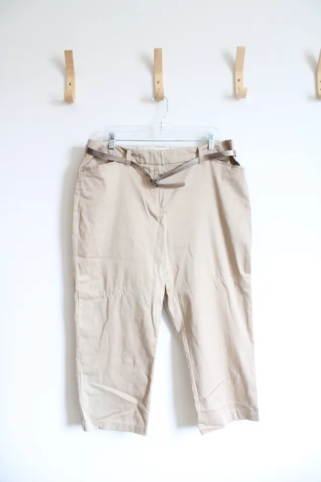Earrings NEW Covington Tan Khaki Belted Capri Pants 12 Covington