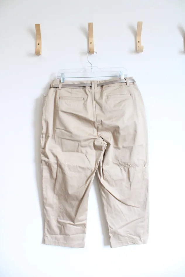 Earrings NEW Covington Tan Khaki Belted Capri Pants 12 Covington