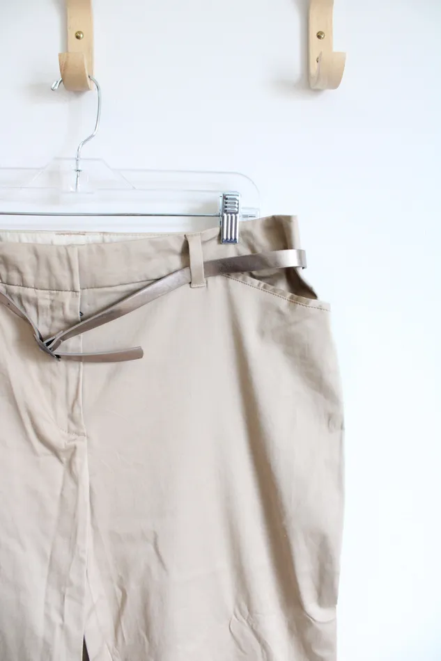 Earrings NEW Covington Tan Khaki Belted Capri Pants 12 Covington