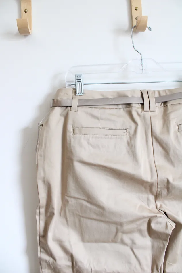 Earrings NEW Covington Tan Khaki Belted Capri Pants 12 Covington