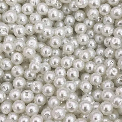 Glass Pearl Beads 4mm 100 gr Approx 920 BeadsWhite Color White Glass Pearl Peppy Beads Rings