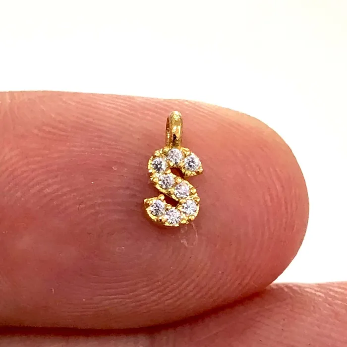 Necklaces 24Kt Gold Plated Brass Micro Pave Initial Charms Peppy Beads Necklaces 24Kt Gold Plated Brass Micro Pave Initial Charms Peppy Beads