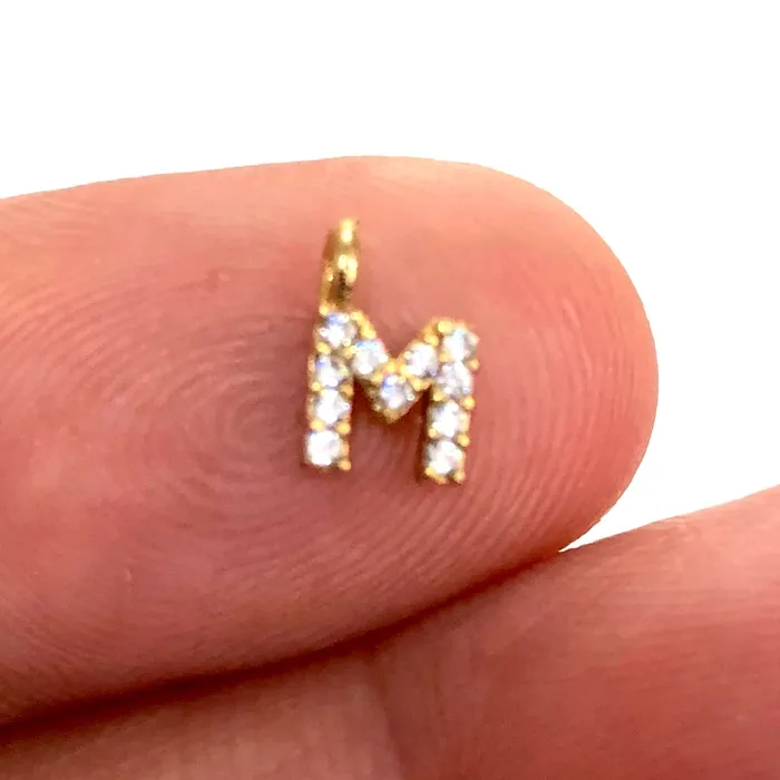 Necklaces 24Kt Gold Plated Brass Micro Pave Initial Charms Peppy Beads Necklaces 24Kt Gold Plated Brass Micro Pave Initial Charms Peppy Beads