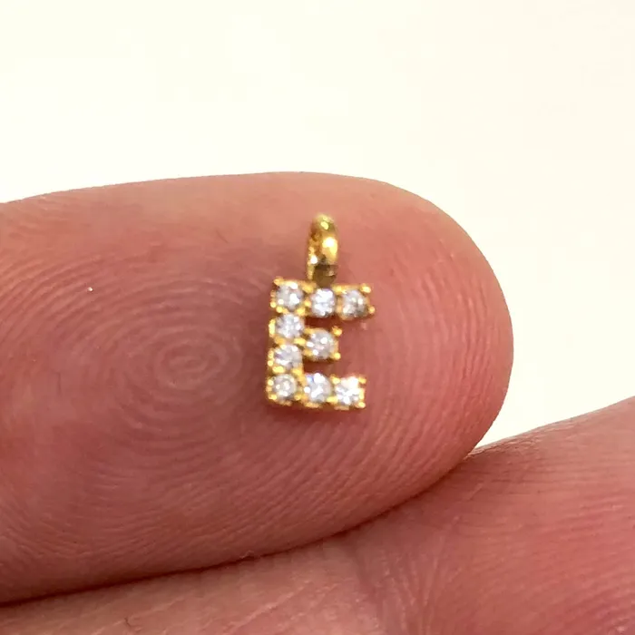 Necklaces 24Kt Gold Plated Brass Micro Pave Initial Charms Peppy Beads Necklaces 24Kt Gold Plated Brass Micro Pave Initial Charms Peppy Beads