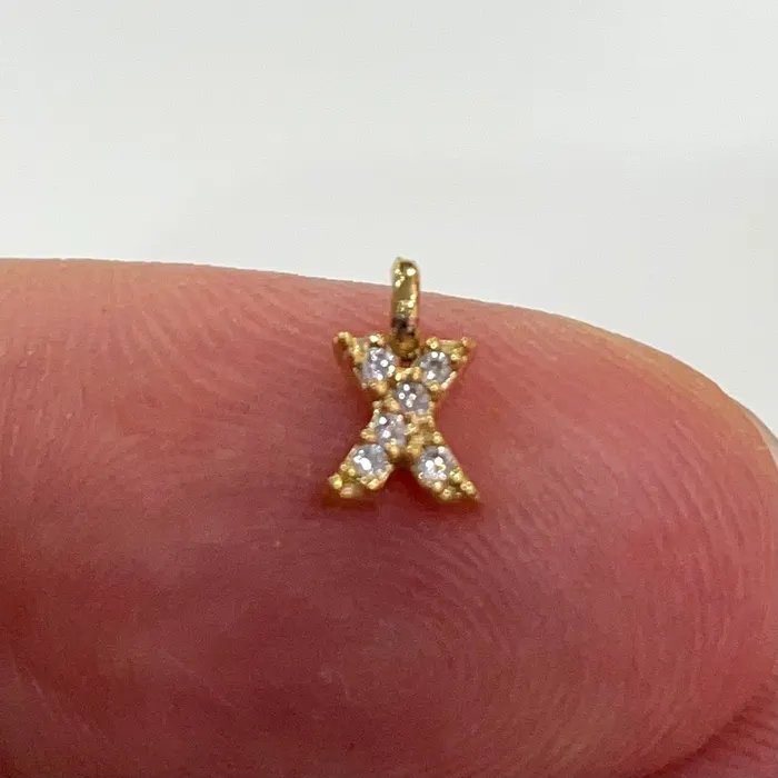 Necklaces 24Kt Gold Plated Brass Micro Pave Initial Charms Peppy Beads Necklaces 24Kt Gold Plated Brass Micro Pave Initial Charms Peppy Beads