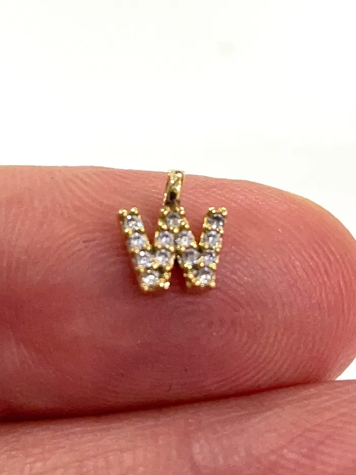 Necklaces 24Kt Gold Plated Brass Micro Pave Initial Charms Peppy Beads Necklaces 24Kt Gold Plated Brass Micro Pave Initial Charms Peppy Beads