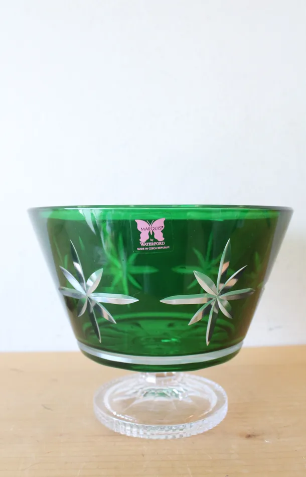 Necklaces Jubilee Thrift Waterford Crystal Engraved Star Green Compote Bowl
