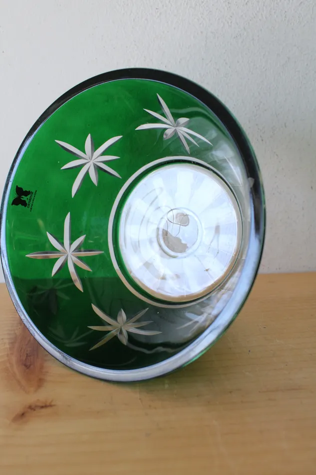Necklaces Jubilee Thrift Waterford Crystal Engraved Star Green Compote Bowl
