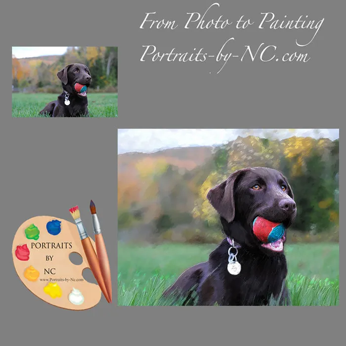 Necklaces Portraits by NC Labrador Portrait Dog with Ball Custom Painted Dog Portrait