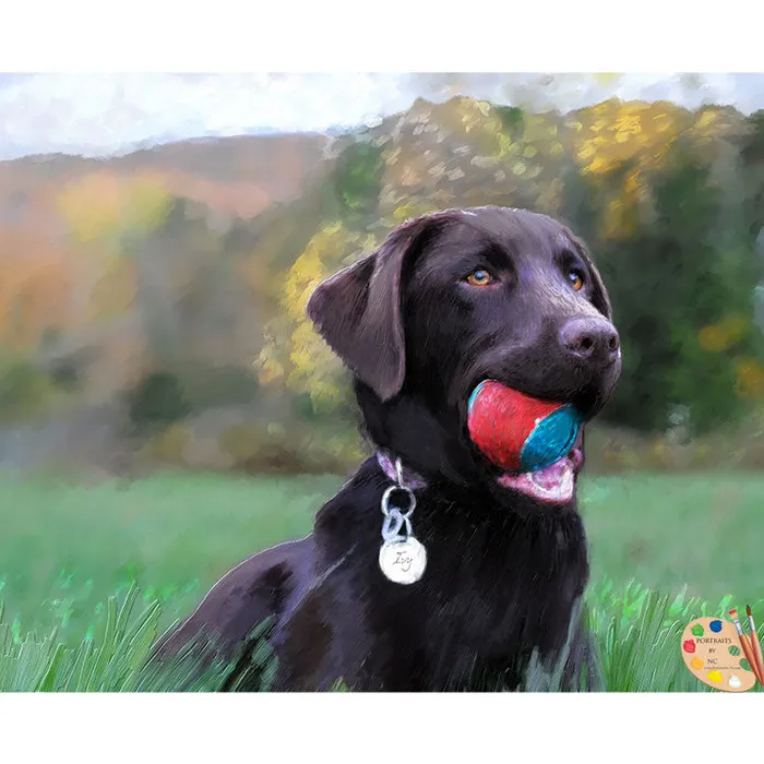 Necklaces Portraits by NC Labrador Portrait Dog with Ball Custom Painted Dog Portrait
