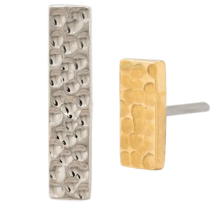 Anatometal Earrings threadless Hammered Rectangle End in Gold