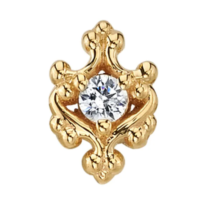 Body Vision BVLA Earrings Paloma Swirl Threaded End in Gold with DIAMOND