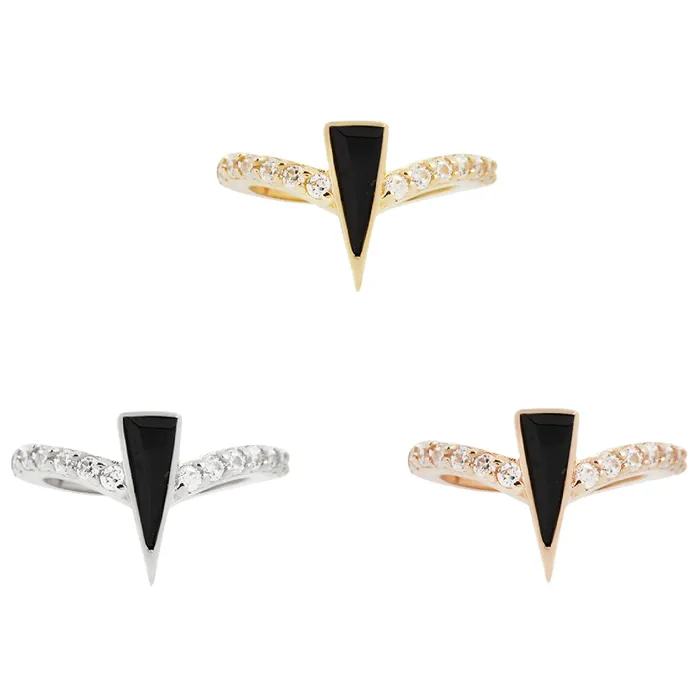 Buddha Jewelry Organics Rings Mikah Hinge Ring Clicker in Gold with Black Spinel CZs Buddha Jewelry Organics Rings Mikah Hinge Ring Clicker in Gold with Black Spinel CZs