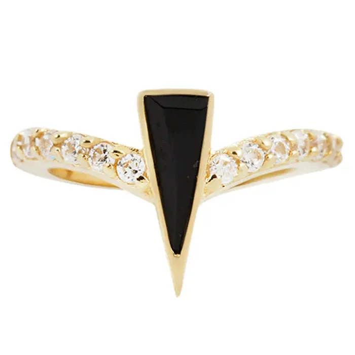 Buddha Jewelry Organics Rings Mikah Hinge Ring Clicker in Gold with Black Spinel CZs