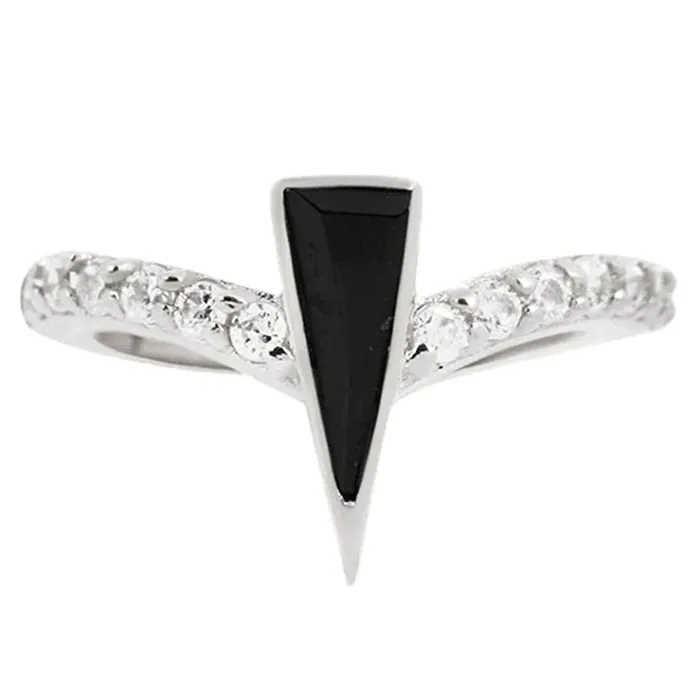 Buddha Jewelry Organics Rings Mikah Hinge Ring Clicker in Gold with Black Spinel CZs