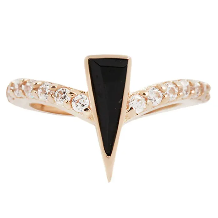 Buddha Jewelry Organics Rings Mikah Hinge Ring Clicker in Gold with Black Spinel CZs