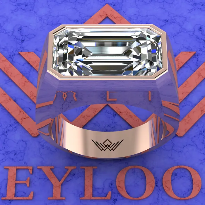 Leyloon Jewelry 10 CT Elongated Emerald Cut Bazel Mans Moissanite Engagement Ring D Color Rings