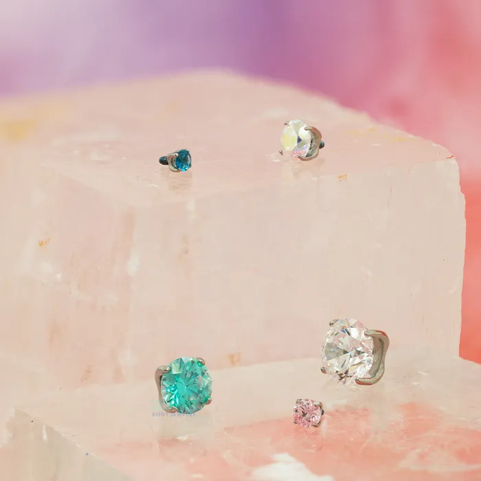 Rings Anatometal 5mm Tiffany ProngSet BrilliantCut Gem Threaded End