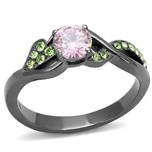 Rings CJE3132 Wholesale Womens Stainless Steel IP Light Black Rose AAA Grade CZ Fashion Ring Green