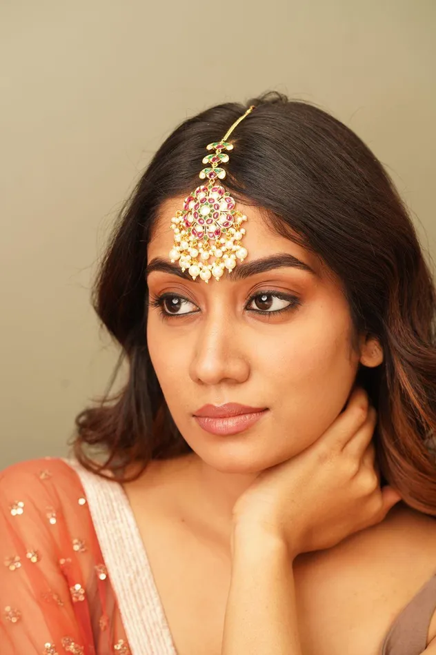Taazgi Polki Oversized Maangtika attrangi1 Earrings