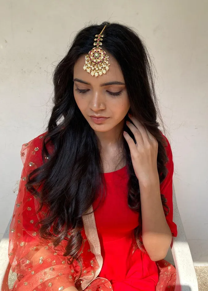 Taazgi Polki Oversized Maangtika attrangi1 Earrings Taazgi Polki Oversized Maangtika attrangi1 Earrings