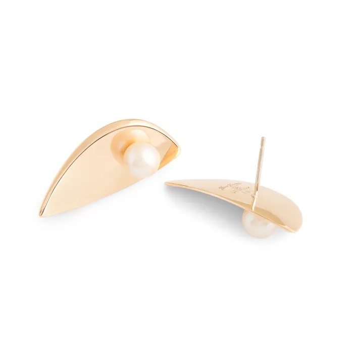 Vintage Earrings Hans Hansen Pearl and 14k Gold Earrings