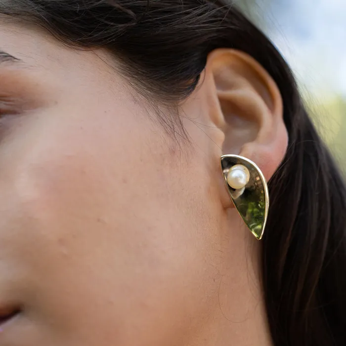 Vintage Earrings Hans Hansen Pearl and 14k Gold Earrings