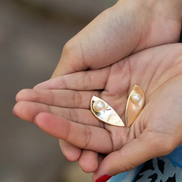 Vintage Earrings Hans Hansen Pearl and 14k Gold Earrings