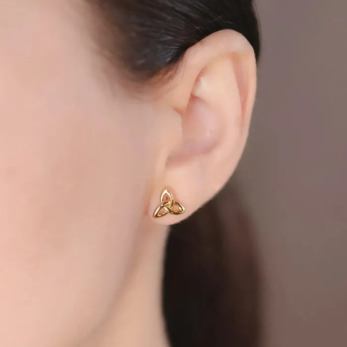 14KT Gold Vermeil Stud Trinity Knot Earrings Shanore Earrings