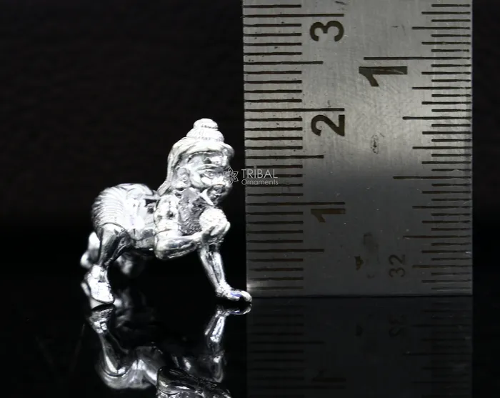 925 Solid silver handmade customized idol crawling Krishna Bal Gopal baby Krishna small statue sculpture home temple puja article art627 TRIBAL ORNAMENTS Necklaces