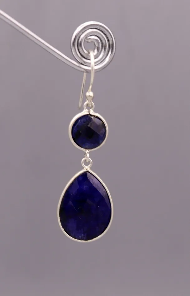 925 sterling silver handmade daily use simulated sapphire hoops earrings s162 TRIBAL ORNAMENTS Earrings