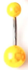 Alice Rings P47 Silver Double Ball Golden Yellow Belly Button Ring