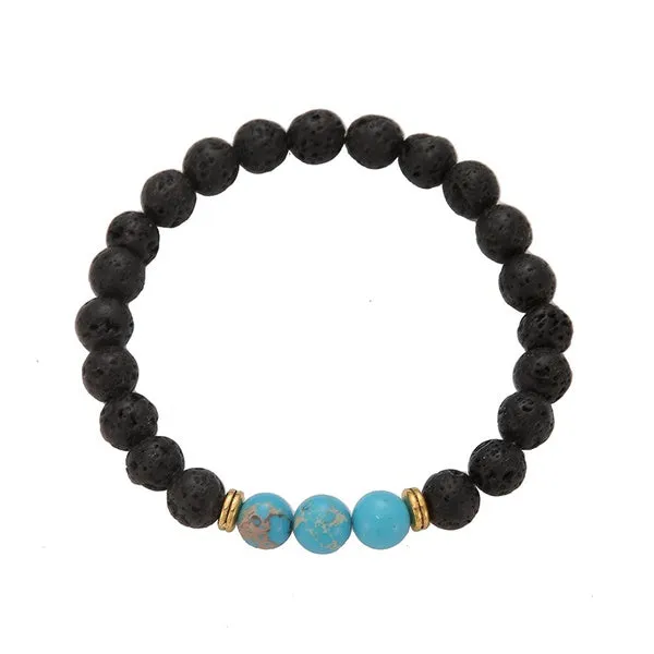 B227 Light Blue Bead Volcanic Stone Bracelet 01 Bracelets