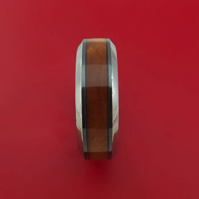 Black Zirconium Ring with Hardwood Inlay and Interior Silvered Zirconium Sleeve Custom Made Band Lashbrook Rings Black Zirconium Ring with Hardwood Inlay and Interior Silvered Zirconium Sleeve Custom Made Band Lashbrook Rings