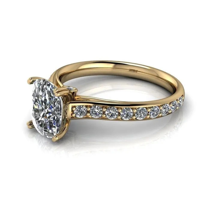 Constantina Cushion Moissanite 4 Prong Diamond Channel Engagement Ring Fire Brilliance Rings