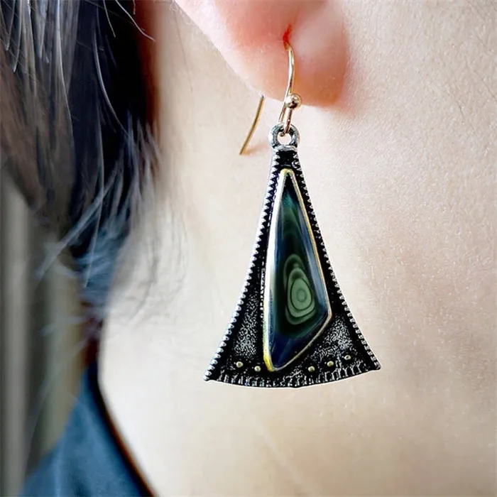 E202 Silver Gold Accent Triangle Earrings POLLY Earrings