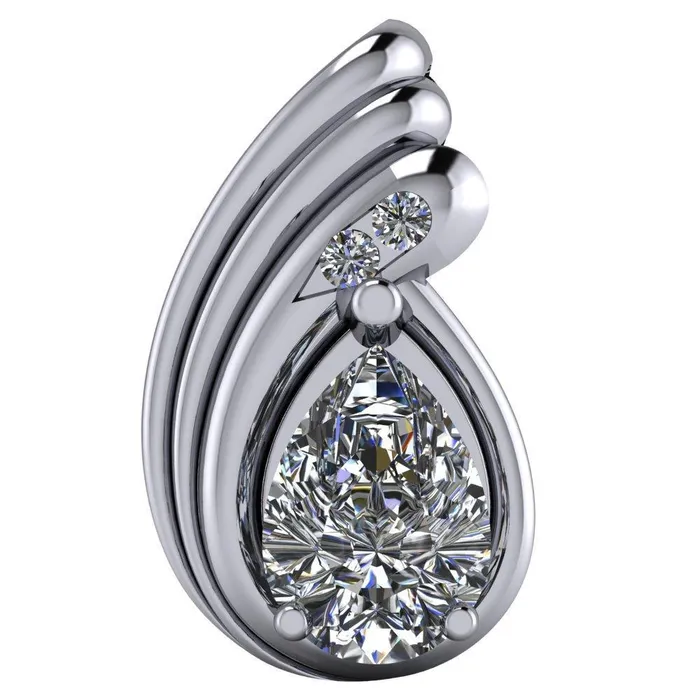 Fire Brilliance Necklaces Pear Moissanite 3 Prong Diamond Accent Pendant Fire Brilliance Necklaces Pear Moissanite 3 Prong Diamond Accent Pendant