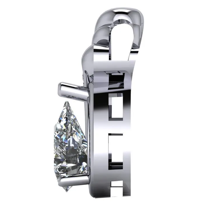 Fire Brilliance Necklaces Pear Moissanite 3 Prong Diamond Accent Pendant