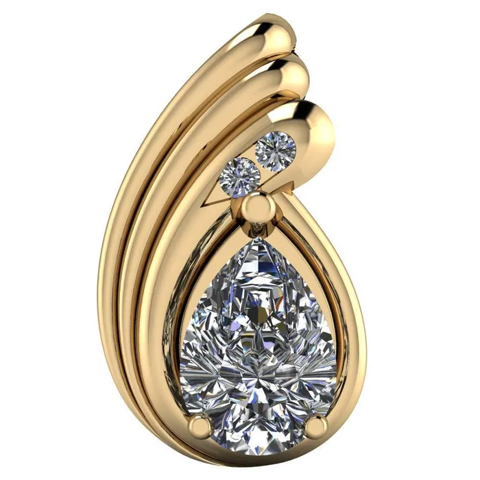 Fire Brilliance Necklaces Pear Moissanite 3 Prong Diamond Accent Pendant