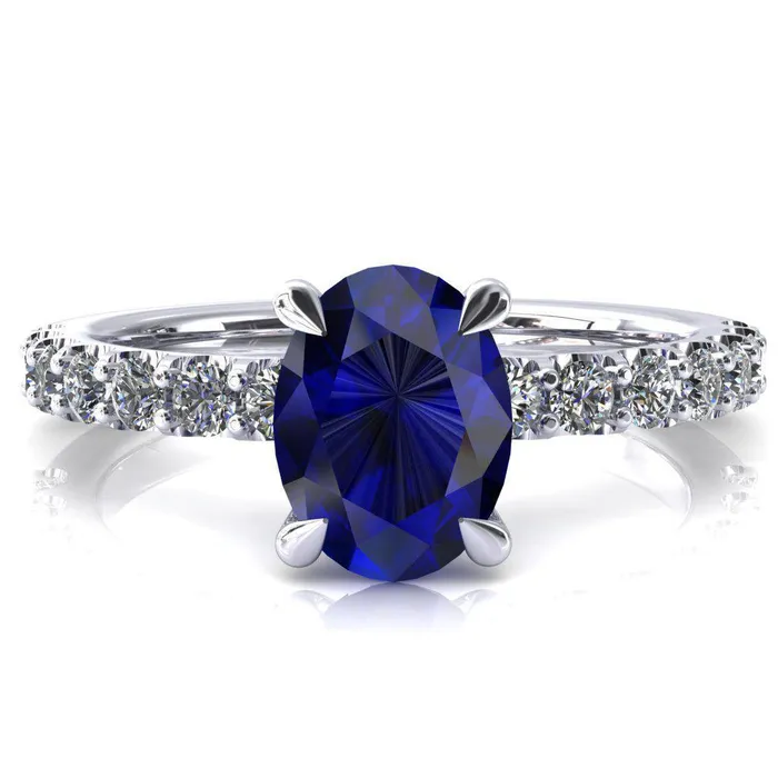 Fire Brilliance Rings Alessi Oval Blue Sapphire 4 Claw Prong 34 Micro Pave Engagement Ring Fire Brilliance Rings Alessi Oval Blue Sapphire 4 Claw Prong 34 Micro Pave Engagement Ring