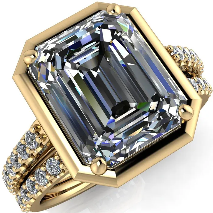 Fire Brilliance Rings Chantel Emerald Center Stone 4 Prong Illusion Setting Engagement Ring Fire Brilliance Rings Chantel Emerald Center Stone 4 Prong Illusion Setting Engagement Ring