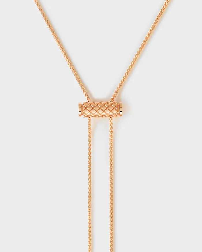 Gold Latch Pendant on GM Chain in Rose Gold Nouvel Heritage Necklaces