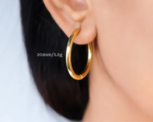 Jewelvers Earrings 18K GoldFilled Dainty Hoop Earrings 15mm Small Hoop Earrings Jewelvers Earrings 18K GoldFilled Dainty Hoop Earrings 15mm Small Hoop Earrings