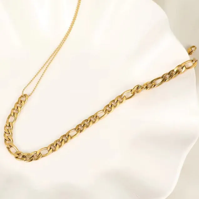 Jewelvers Necklaces 18K GoldFilled Figaro beaded Necklace Jewelvers Necklaces 18K GoldFilled Figaro beaded Necklace