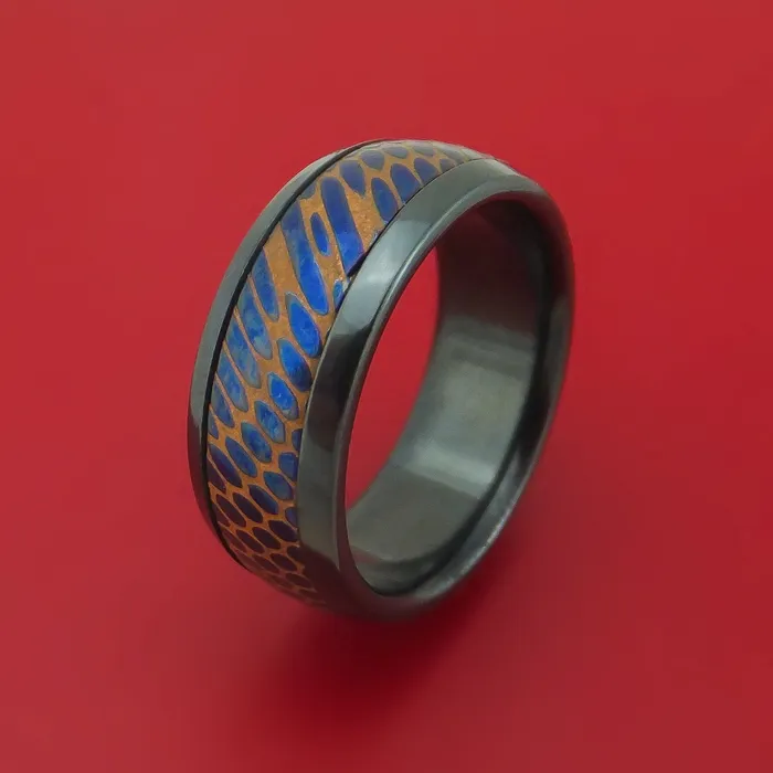 Lashbrook Rings Black Zirconium and Anodized Etched Superconductor Ring Custom Made TitaniumNiobium and Copper Band Lashbrook Rings Black Zirconium and Anodized Etched Superconductor Ring Custom Made TitaniumNiobium and Copper Band