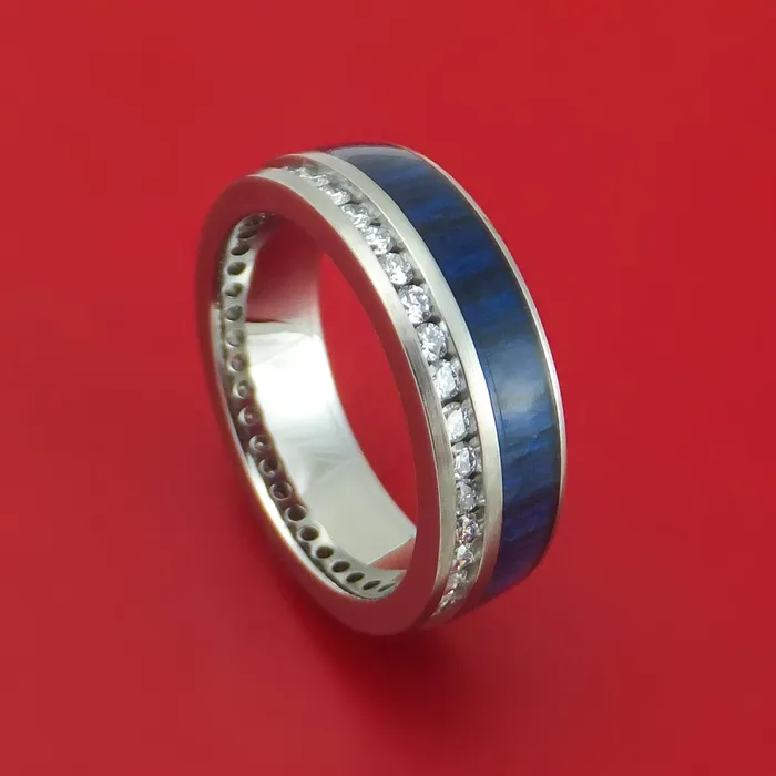 Lashbrook Rings Titanium and Eternity Lab Diamonds Band with Wood Inlay Custom Made Ring Lashbrook Rings Titanium and Eternity Lab Diamonds Band with Wood Inlay Custom Made Ring
