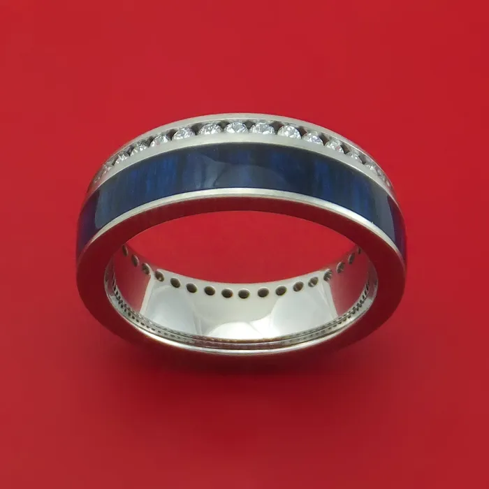 Lashbrook Rings Titanium and Eternity Lab Diamonds Band with Wood Inlay Custom Made Ring Lashbrook Rings Titanium and Eternity Lab Diamonds Band with Wood Inlay Custom Made Ring