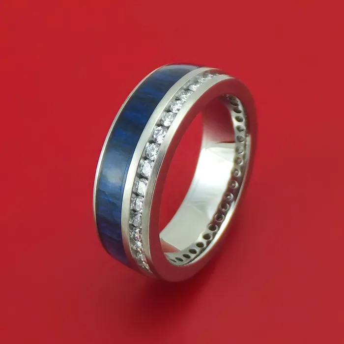 Lashbrook Rings Titanium and Eternity Lab Diamonds Band with Wood Inlay Custom Made Ring Lashbrook Rings Titanium and Eternity Lab Diamonds Band with Wood Inlay Custom Made Ring